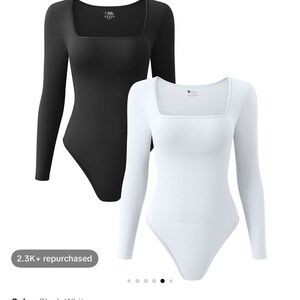 2sets Black&White red&teal leaf Long Sleeve Bodysuit Set sold separately $30set